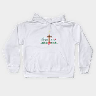 Merry Christmas with Cross Kids Hoodie